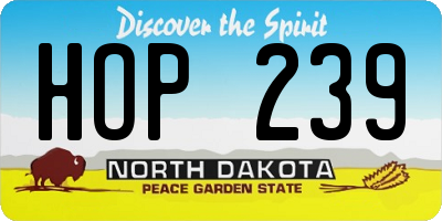 ND license plate HOP239