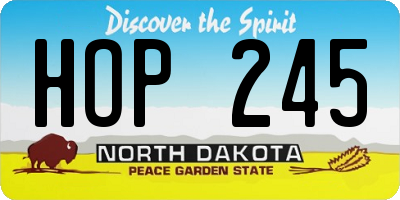 ND license plate HOP245