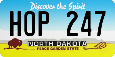 ND license plate HOP247
