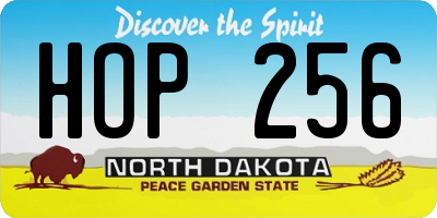 ND license plate HOP256