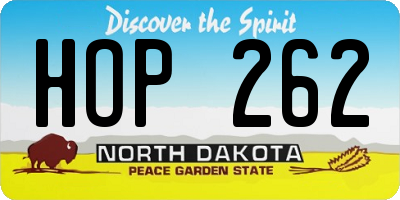ND license plate HOP262