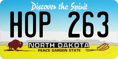 ND license plate HOP263