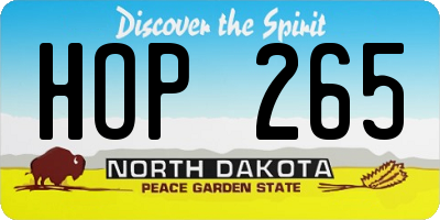 ND license plate HOP265