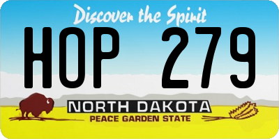 ND license plate HOP279