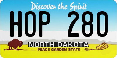 ND license plate HOP280