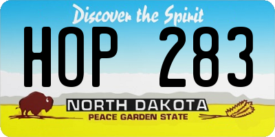 ND license plate HOP283