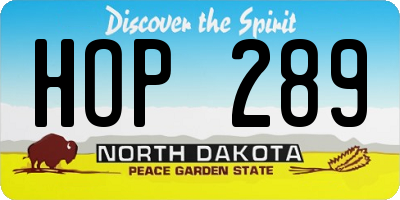 ND license plate HOP289