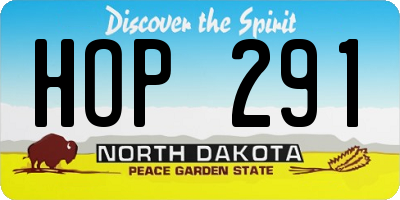 ND license plate HOP291