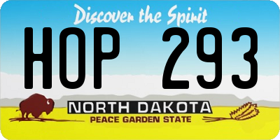 ND license plate HOP293