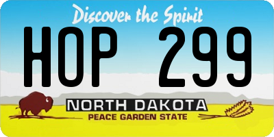 ND license plate HOP299