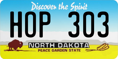ND license plate HOP303