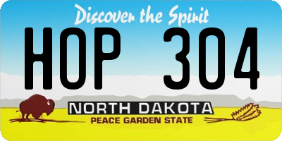 ND license plate HOP304