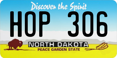 ND license plate HOP306