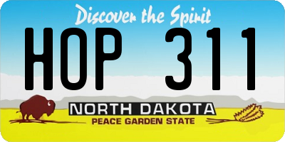 ND license plate HOP311