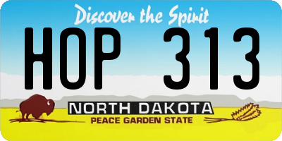 ND license plate HOP313