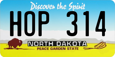 ND license plate HOP314