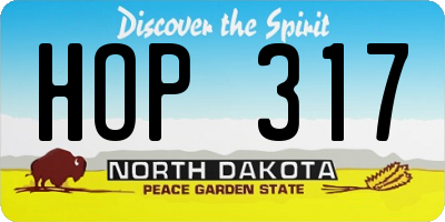 ND license plate HOP317