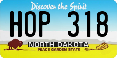 ND license plate HOP318