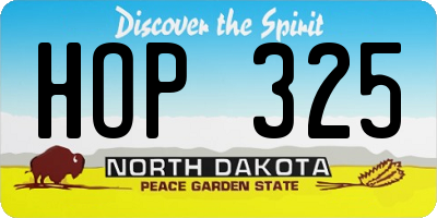 ND license plate HOP325