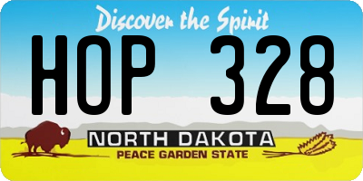 ND license plate HOP328