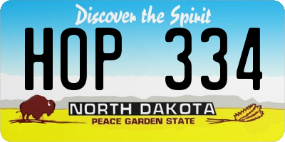 ND license plate HOP334