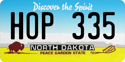 ND license plate HOP335