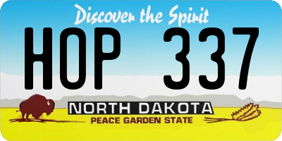 ND license plate HOP337