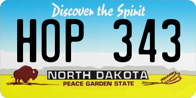 ND license plate HOP343