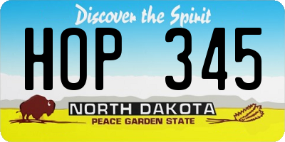 ND license plate HOP345