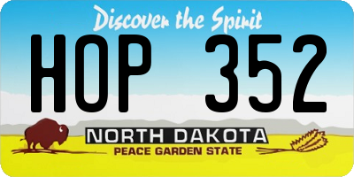 ND license plate HOP352