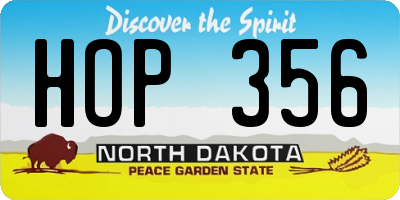 ND license plate HOP356