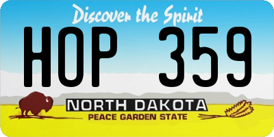 ND license plate HOP359