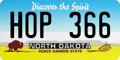 ND license plate HOP366