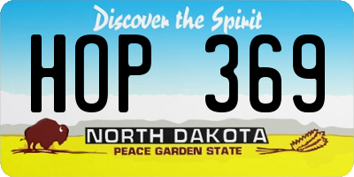 ND license plate HOP369