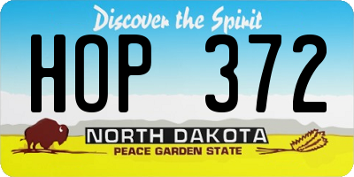 ND license plate HOP372