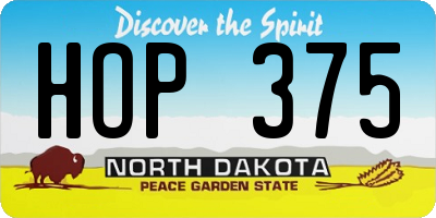 ND license plate HOP375