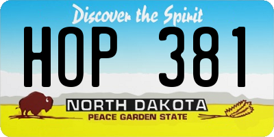 ND license plate HOP381
