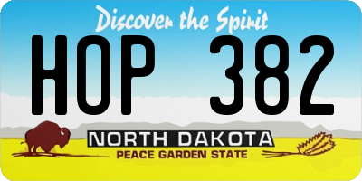 ND license plate HOP382