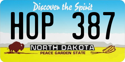 ND license plate HOP387