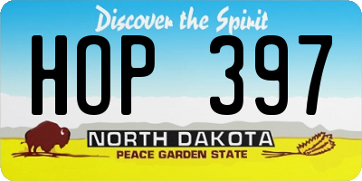 ND license plate HOP397