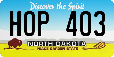 ND license plate HOP403