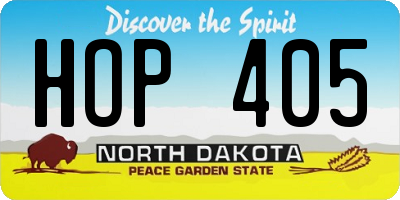 ND license plate HOP405