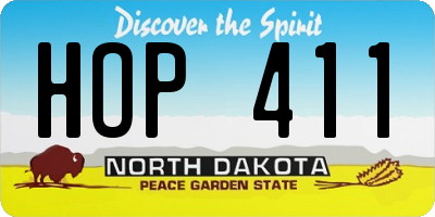ND license plate HOP411