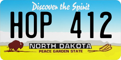 ND license plate HOP412