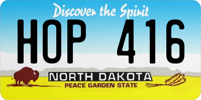 ND license plate HOP416
