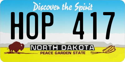 ND license plate HOP417