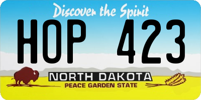 ND license plate HOP423