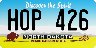 ND license plate HOP426