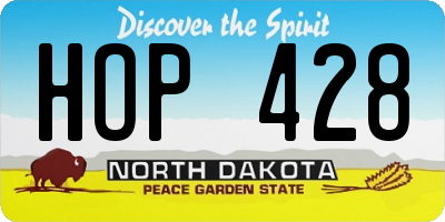 ND license plate HOP428