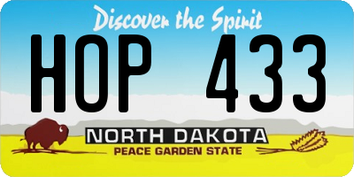 ND license plate HOP433